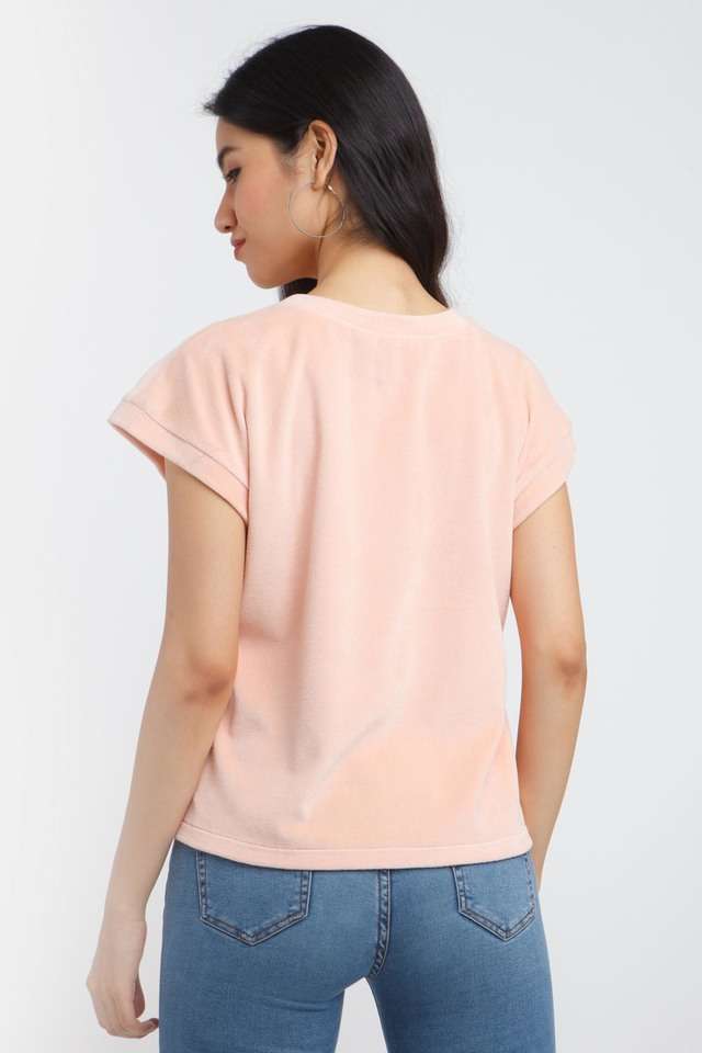 Solid-Cotton-Round-Neck-Women-s-Top