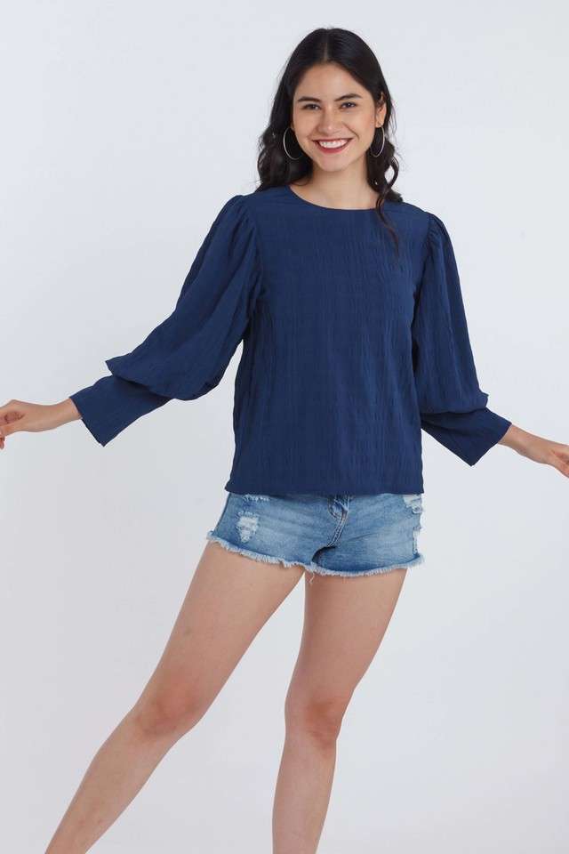 zink london Textured Blended Fabric Round Neck Women Top-picture-13