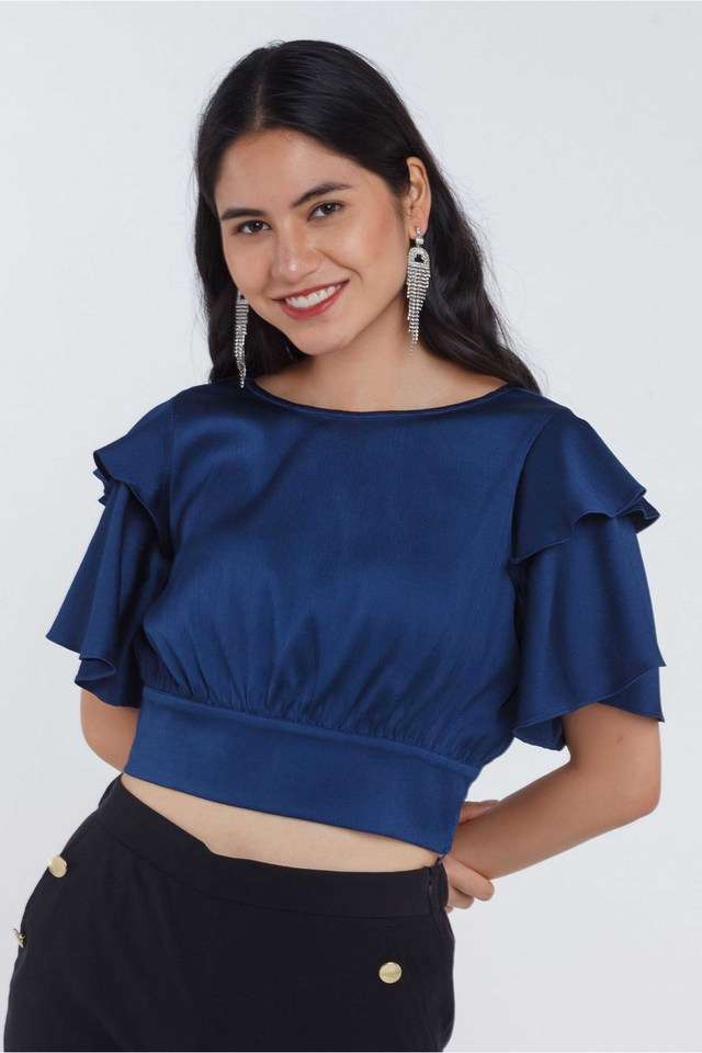 zink london Solid Blended Fabric Round Neck Women Top-picture-19