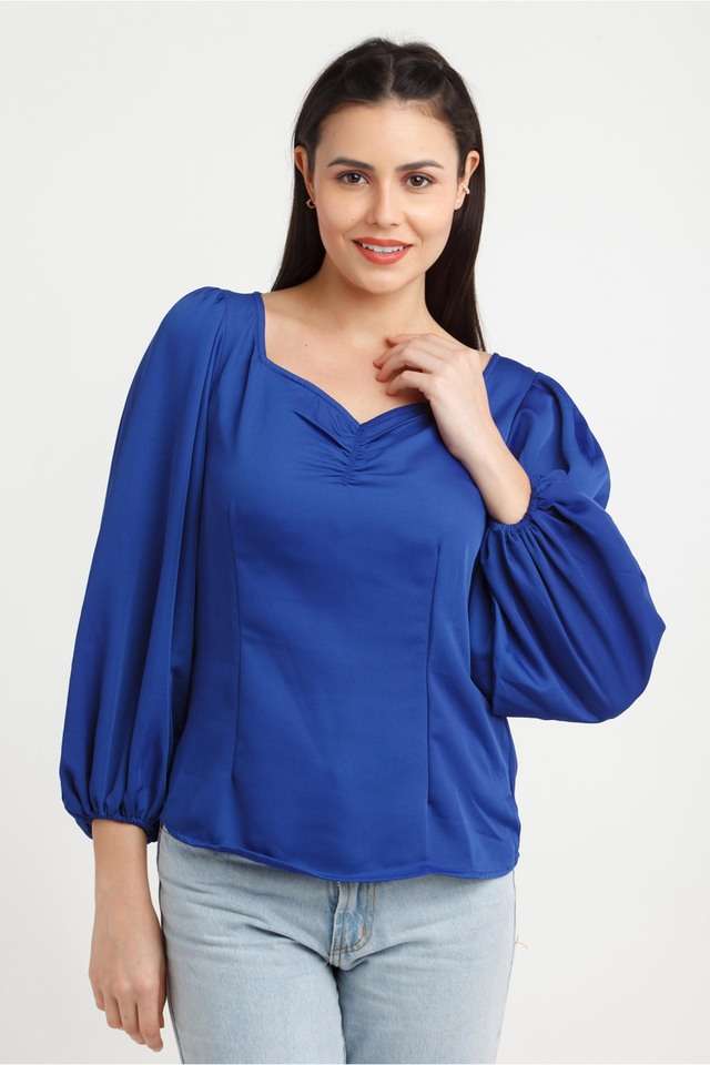 zink london Solid Polyester Sweetheart Neck Women Top-picture-30