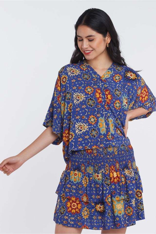zink london Printed V-Neck Viscose Women Casual Wear Shirt-picture-36