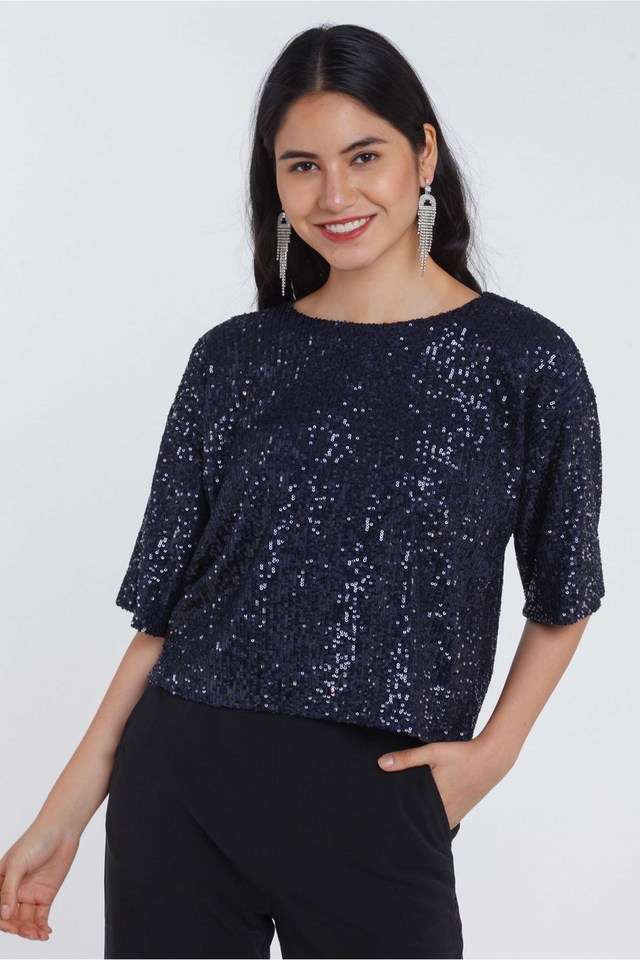 zink london Embellished Polyester Round Neck Women's Top-picture-20