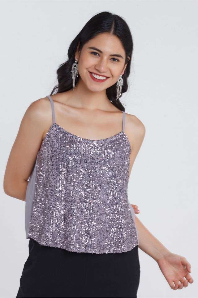 zink london Embellished Polyester U Neck Women's Top-picture-38