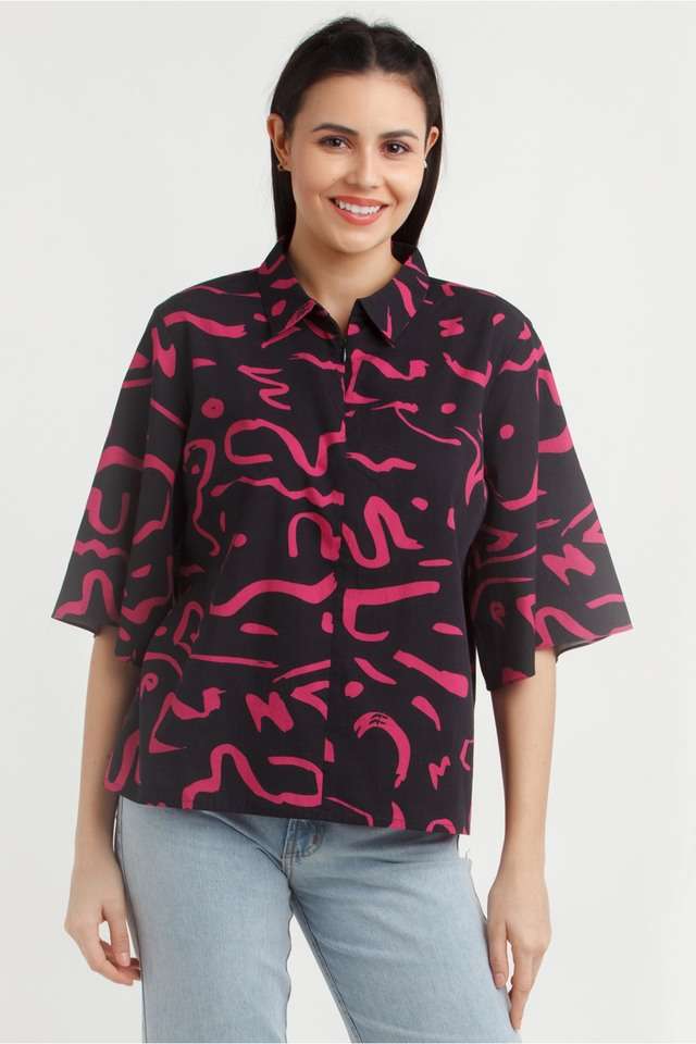 zink london Printed Collared Cotton Women Casual Wear Shirt-picture-35