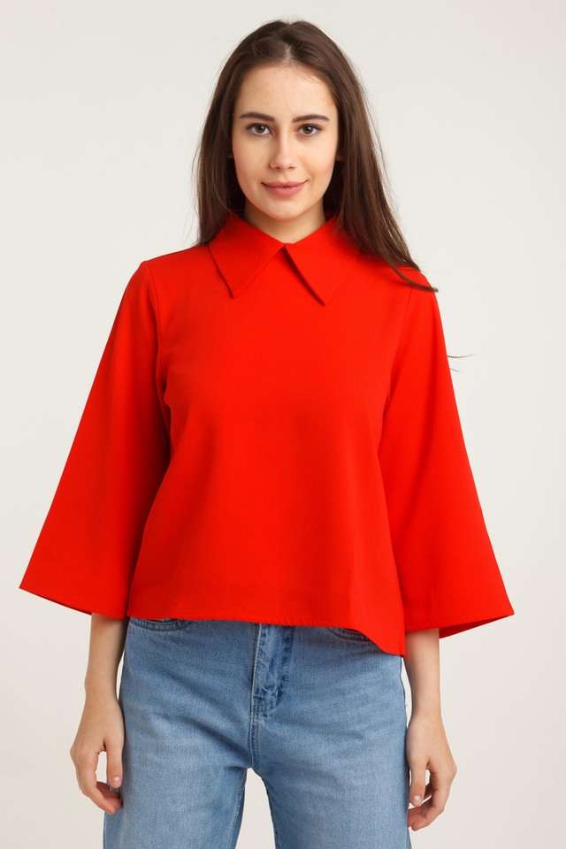 zink london Solid Polyester Collared Women Top-picture-28
