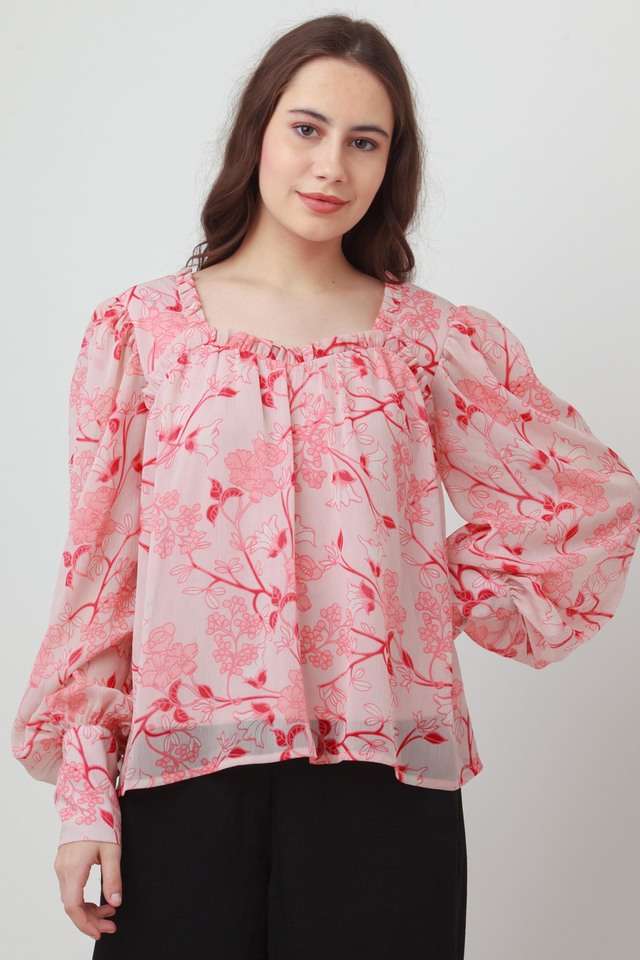 zink london Floral Polyester Sweetheart Neck Women Top-picture-19