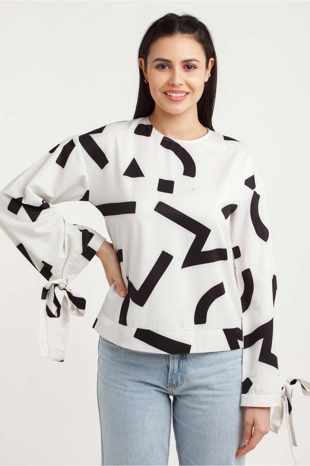zink london Printed Polyester Blend Round Neck Women's Top-picture-42