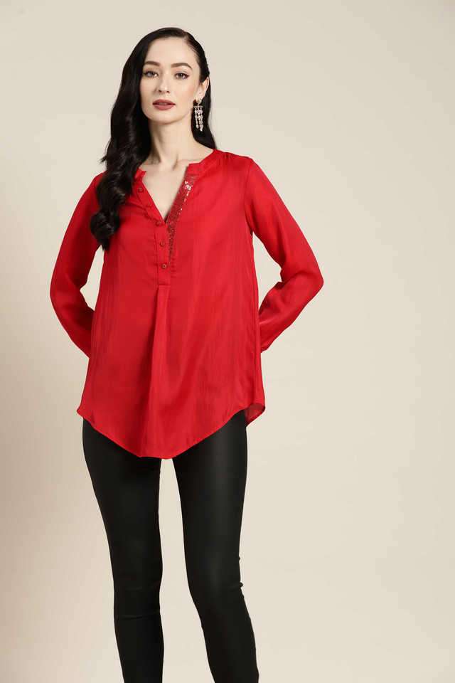 qurvii Embellished Silk Women Top-picture-37