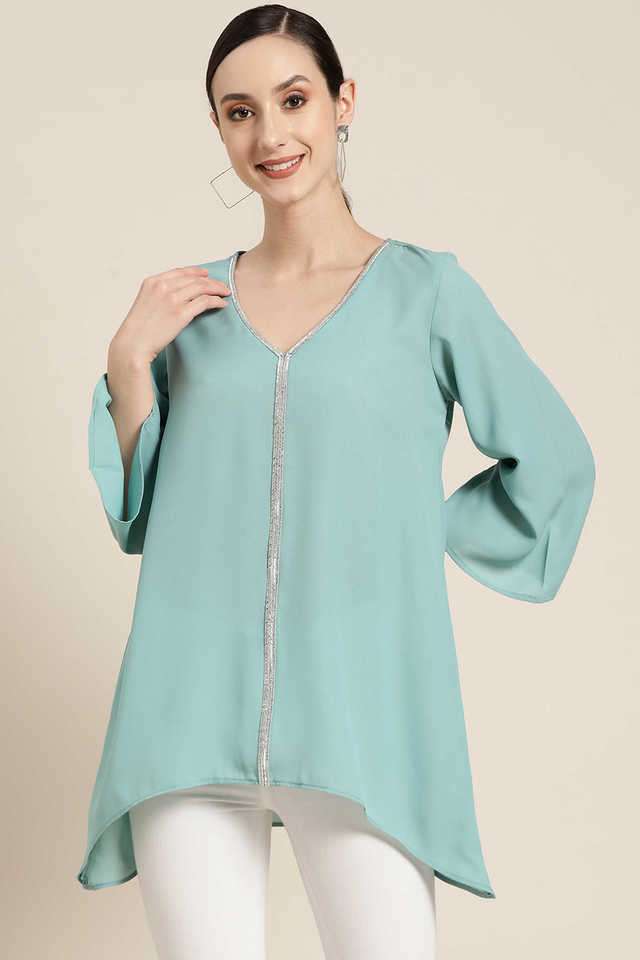 qurvii Embellished Crepe V-Neck Women Top-picture-18
