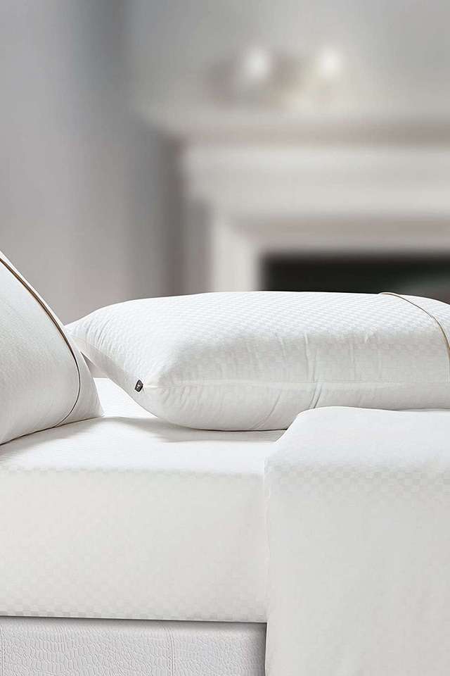 100--Cotton-Oxford-400-Thread-Count-1-Pc-Large-Decorative-Pillow-Insert -Geometric-Pattern -22-X-34---White