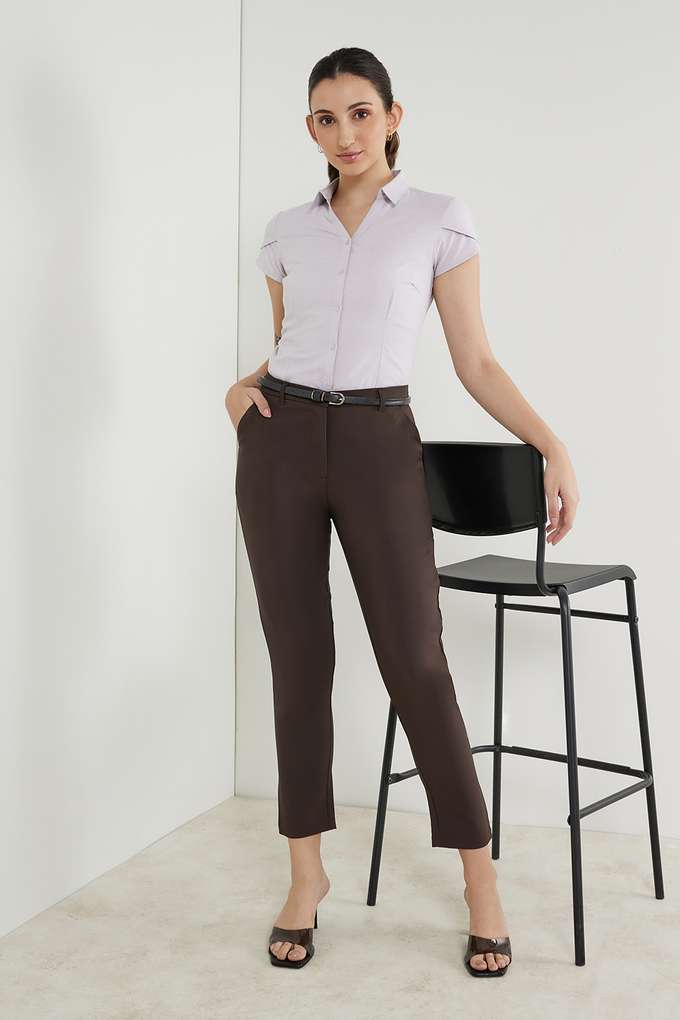 Solid-Tailored-Fit-Women-s-Formal-Wear-Trouser
