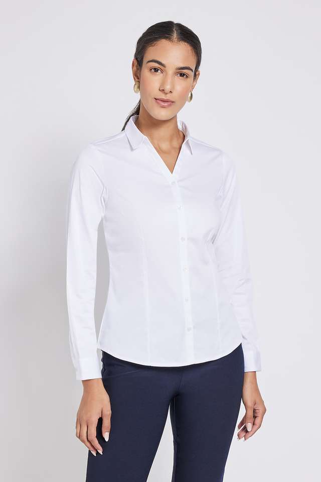 Solid-Cotton-Collar-Neck-Women-s-Shirt