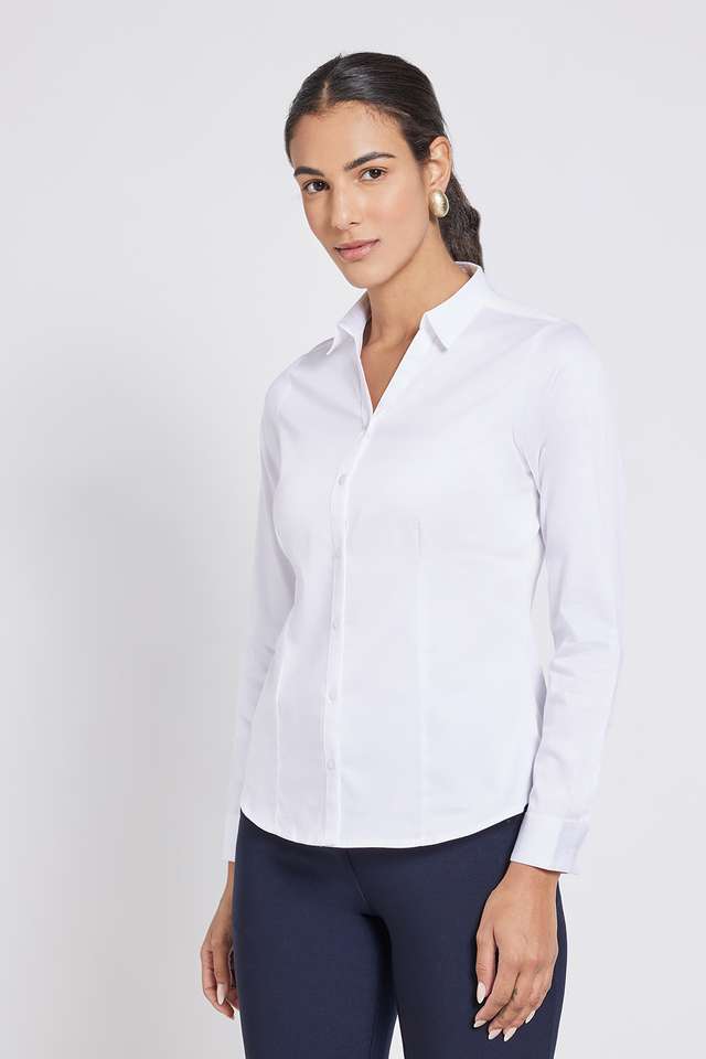 Solid-Cotton-Collar-Neck-Women-s-Shirt