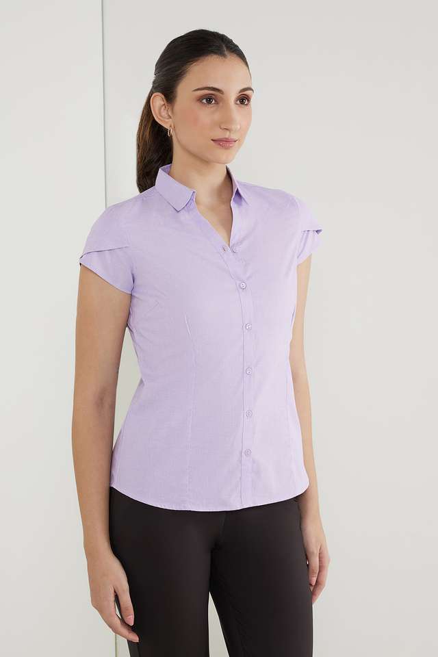 Solid-Cotton-Collar-Neck-Women-s-Shirt