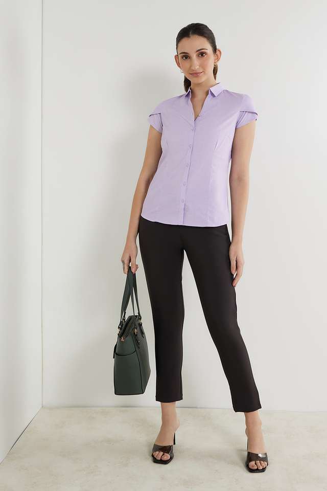 Solid-Cotton-Collar-Neck-Women-s-Shirt