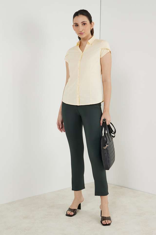 Solid-Cotton-Collar-Neck-Women-s-Shirt