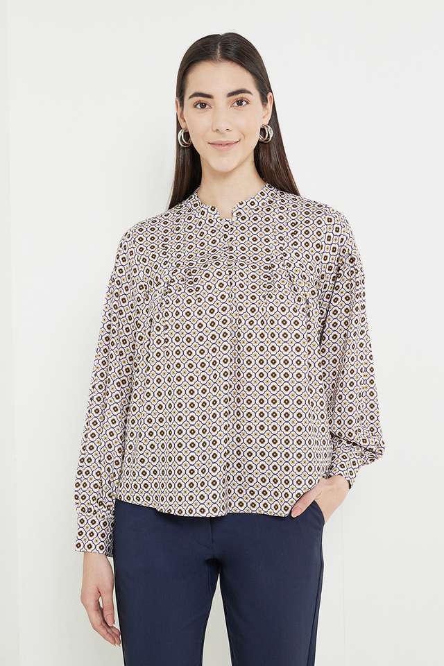 Printed-Polyester-Mandarin-Women-s-Top