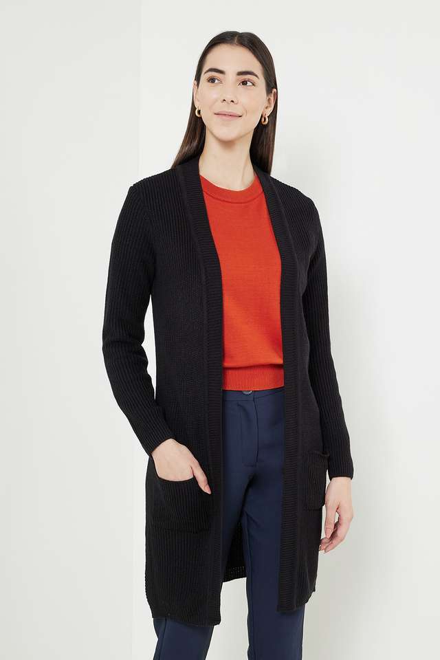 Buy Stop Black Solid Acrylic Women's Cardigan | Shoppers Stop