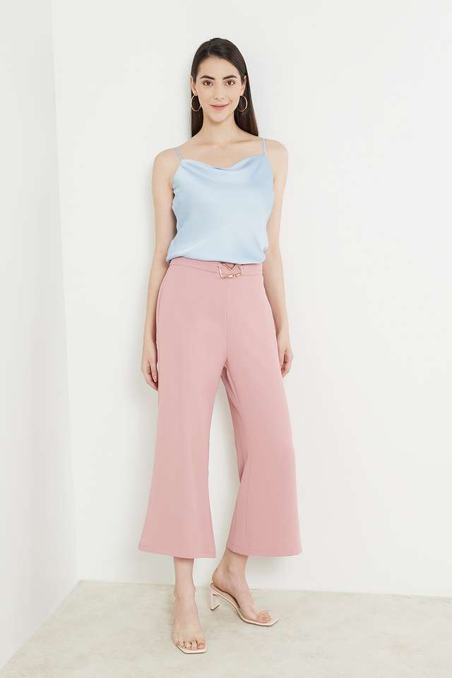 Solid-Polyester-Regular-Fit-Women-s-Casual-Pants
