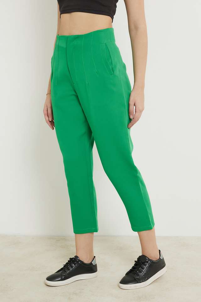 Solid-Polyester-Regular-Fit-Women-s-Casual-Pants