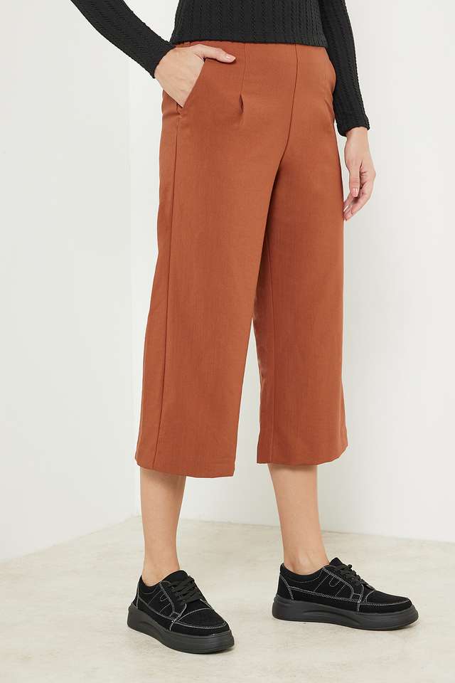 Solid-Polyester-Regular-Fit-Women-s-Casual-Pants
