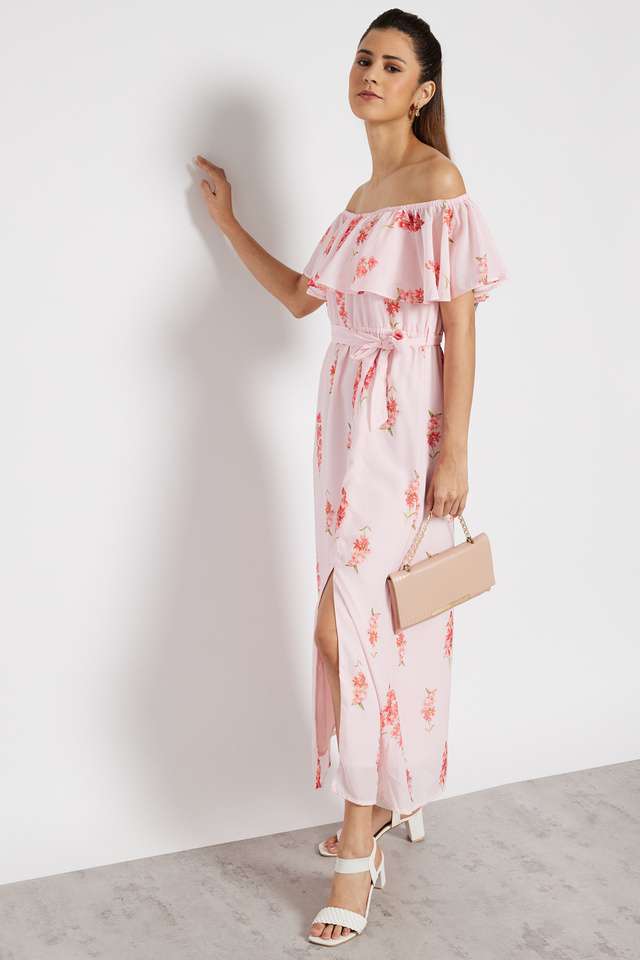 Printed-Georgette-Round-Neck-Women-s-Midi-Dress