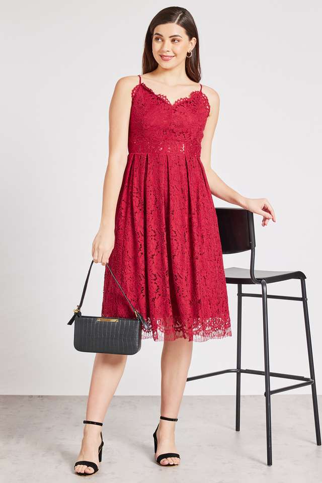 Solid-Polyester-Round-Neck-Women-s-Dress