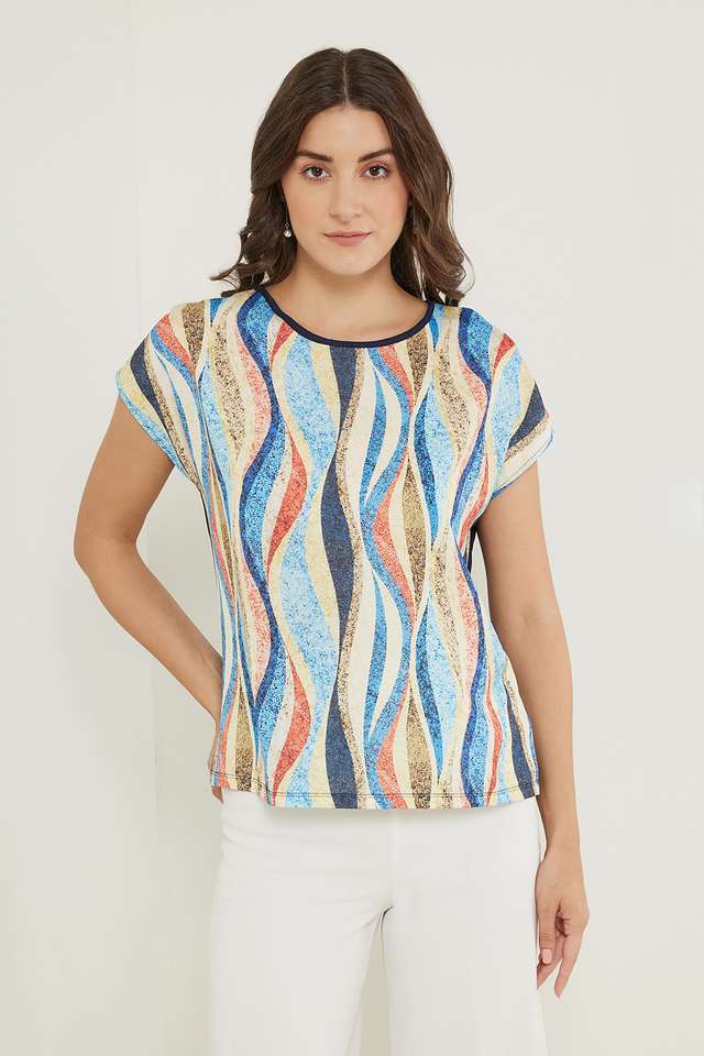 Printed-Polyester-Round-Neck-Women-s-Top