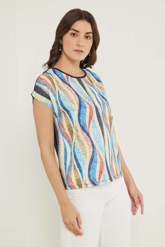 Printed-Polyester-Round-Neck-Women-s-Top
