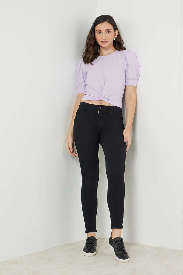 Solid-Blended-Round-Neck-Women-s-Top