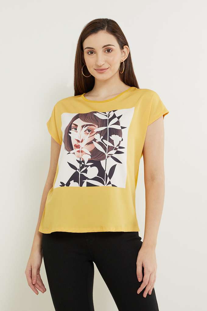Printed-Polyester-Round-Neck-Women-s-T-Shirt
