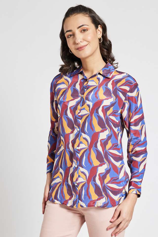 Printed-Viscose-Collar-Neck-Women-s-Casual-Shirt