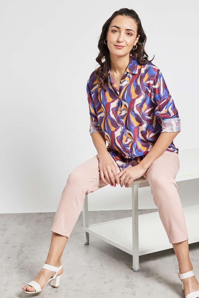 Printed-Viscose-Collar-Neck-Women-s-Casual-Shirt