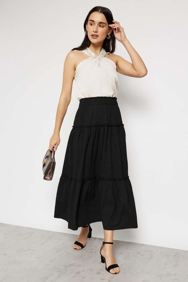 Solid-Polyester-Regular-Fit-Women-s-Casual-Skirt