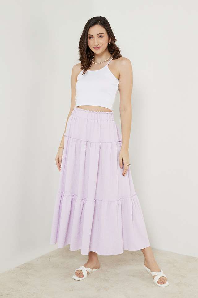Solid-Polyester-Regular-Fit-Women-s-Casual-Skirt