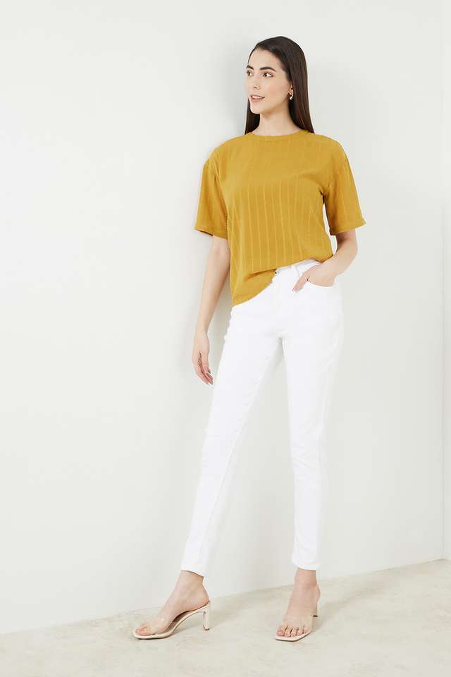 Solid-Chiffon-Round-Neck-Women-s-Top