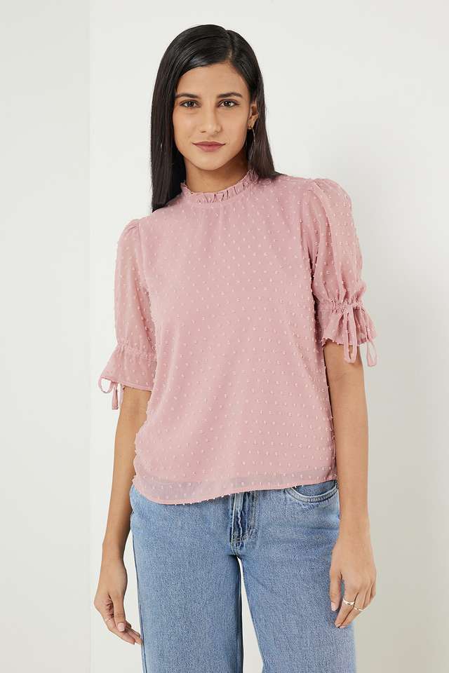 Solid-Georgette-Round-Neck-Women-s-Top