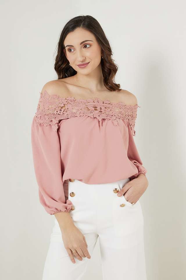 Solid-Polyester-Round-Neck-Women-s-Top