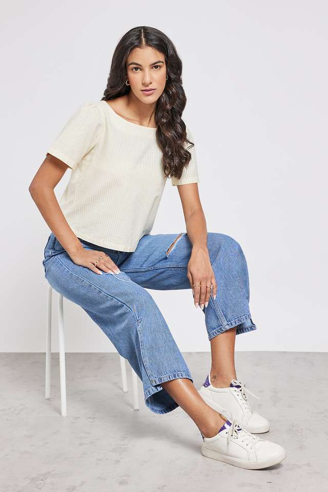 Solid-Cotton-Linen-Blend-V-Neck-Women-s-Top