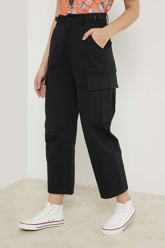Solid-Cotton-Blend-Relaxed-Fit-Women-s-Pants