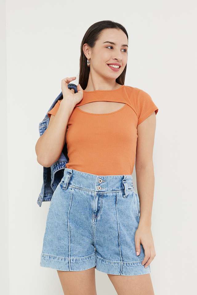 Solid-Cotton-Women-s-Top