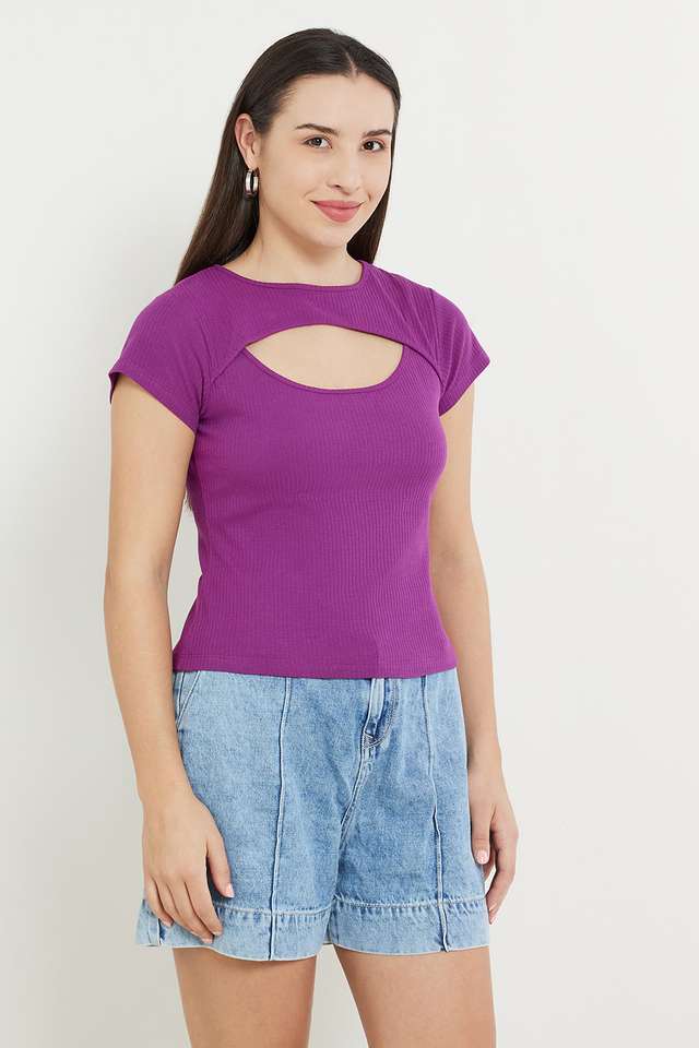 Solid-Cotton-Women-s-Top