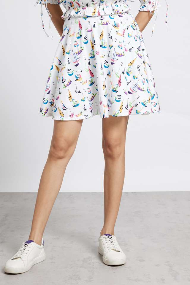 Printed-Cotton-Blend-A-Line-Fit-Women-s-Skirt