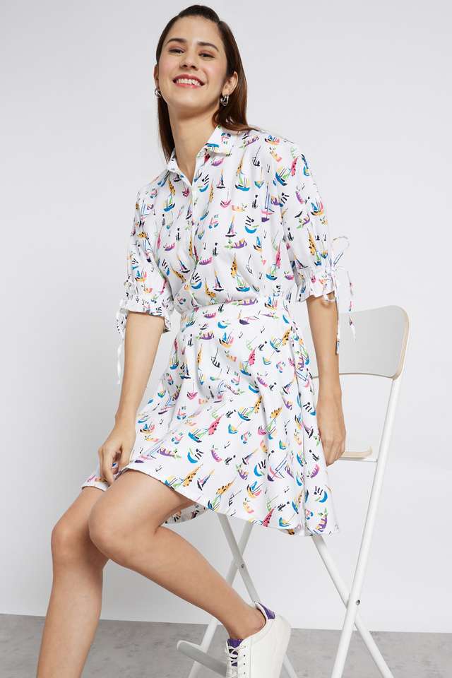 Printed-Cotton-Blend-A-Line-Fit-Women-s-Skirt