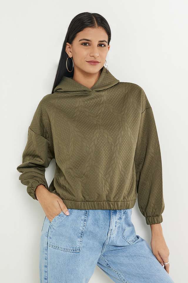 Textured-Hooded-Polyester-Women-Sweatshirt