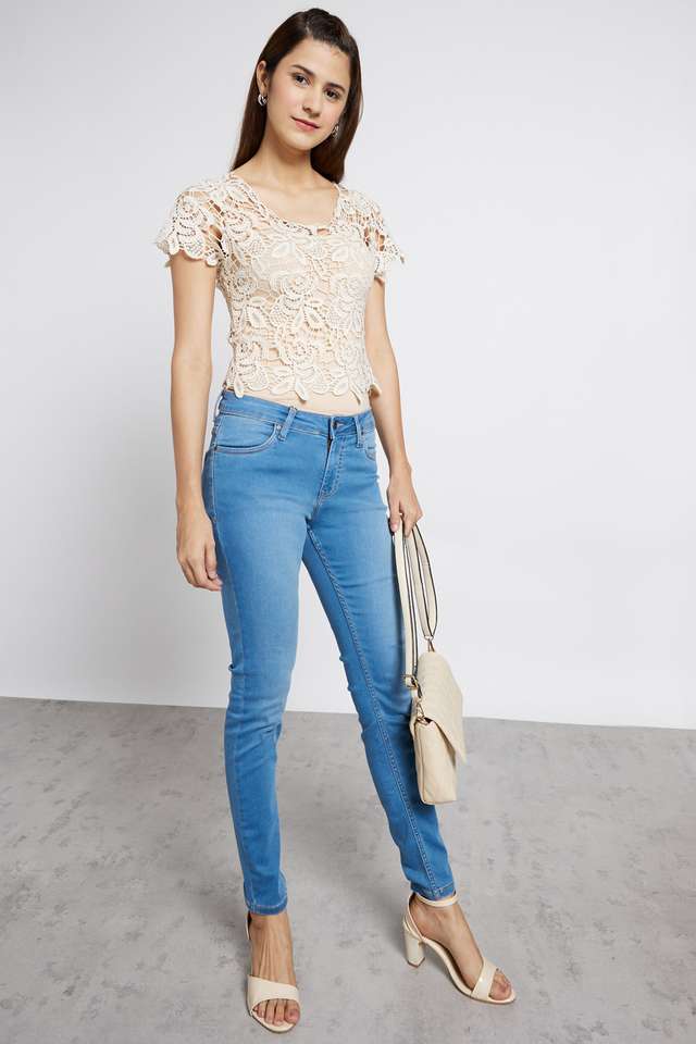 Solid-Blended-Round-Neck-Women-s-Top