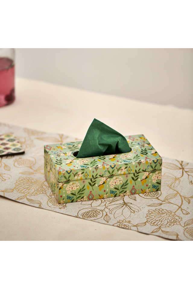 Country-Wooden-Tissue-Box---Farm-Garden -Green -9-x-5-x-3-Inches