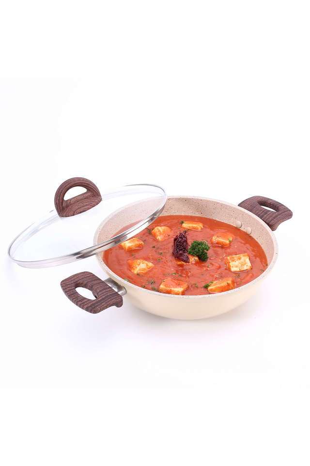 Duralife-Kadhai-with-Lid-24-cm-Ivory