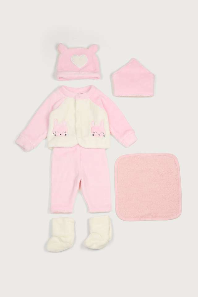 Solid-Cotton-Crew-Neck-Infant-Girls-Co-Ord-Set