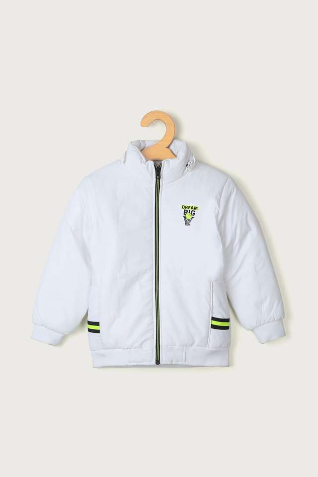 Buy Stop White Solid Polyester Hood Boys Jacket Shoppers Stop